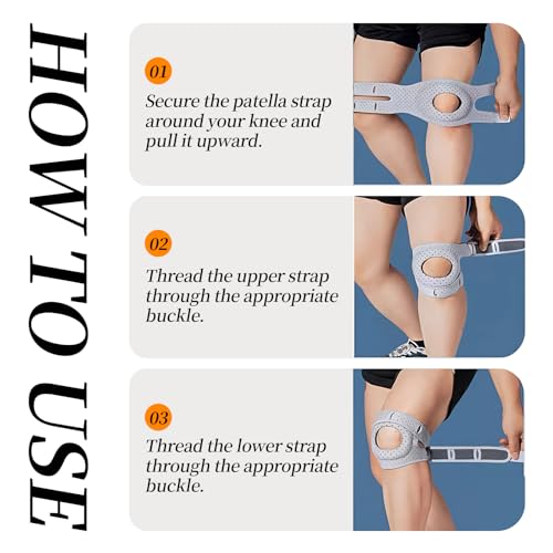 Wellknee Knee Brace | Wellne Knee Brace for Women Men | Pain Relief Adjustable Patellar Tendon Support Sleeves Brace Knee Joint Strap for Hiking Joint Support Brace for Men and Women, Athletic Support for Running, Walking, Exercise Recovers(Grey)