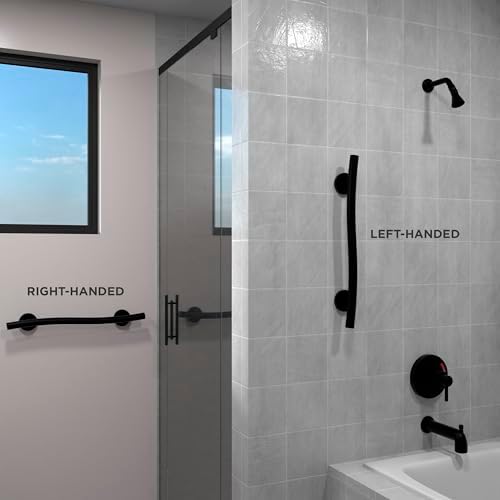 HEALTHCRAFT (2X Pack) Wave Decorative Grab Bars, ADA Compliant Bathroom Safety Bars for Seniors, Wall-Mounted, Supports Up to 500 lbs (Left & Right) (Matte Black, 24 Inch)