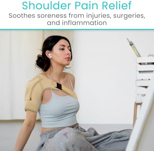Vive Shoulder Brace for Women & Men - Injury Recovery Compression Support Sleeve - for Rotator Cuff Injuries, Arthritis, Sprain, Dislocation, PT - Targeted Inflammation Pain Relief (Beige, Medium)