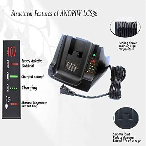 40V MAX Fast Charger Compatible with Black and Decker LCS36 LCS40 for 36V/40V Lithium ion Battery LBX1540 LSW36 LBX2540 LBXR36 LBX36 LST136 LBXR2036 LHT2436 LBX2040...
