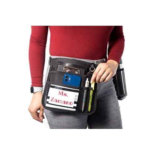Mini -Premium Hip/Waist Pouch/Belt Clip / 6 Pocket -2-Sided/Drink Pouch/Key Carabiner/ID Sleeve (Up to 54" Waist)