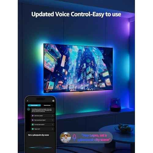Lepro S1 AI LED Strip Lights for Bedroom - 65.6ft Smart RGB Light Strips with IC and Rainbow Chasing Effects, Color Segment DIY, Personalized Al Lighting Designer, No Remote, 2.4G Wi-Fi & Bluetooth