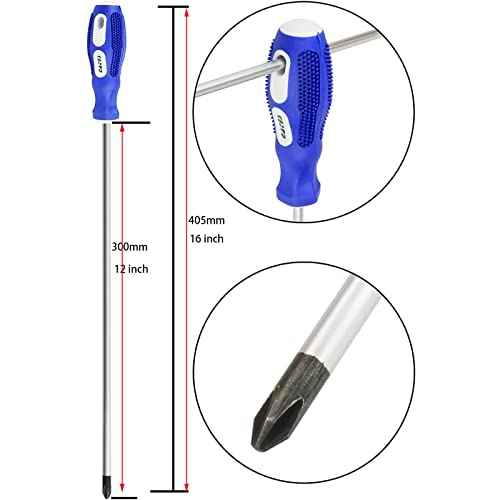 Phillips Screwdriver, 12" Long Cross-head Screwdriver£¨PH2-#2£©, Magnetic Screwdriver with Rubber Handle