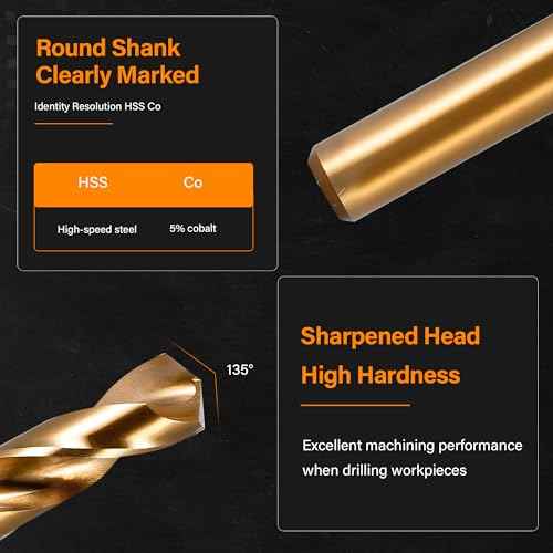 Cobalt Drill Bit Set 1/16"-1/4" 13Pcs M35 High Speed Steel with Storage Case - Perfect Drill Bits for Hard Metal, Cast Iron, Stainless Steel, Alloy