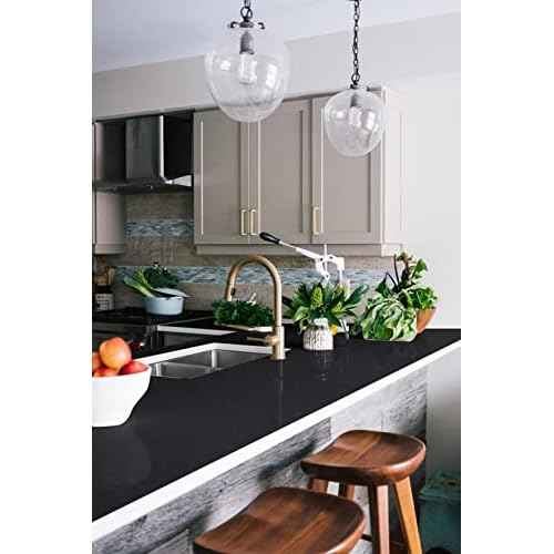 Abyssaly Black Contact Paper Peel and Stick Countertops Glossy Self-Adhesive Removable Wallpaper 15.7 in x 118 in Kitchen Wallpaper for Cabinet Vinyl Film Shelf Paper