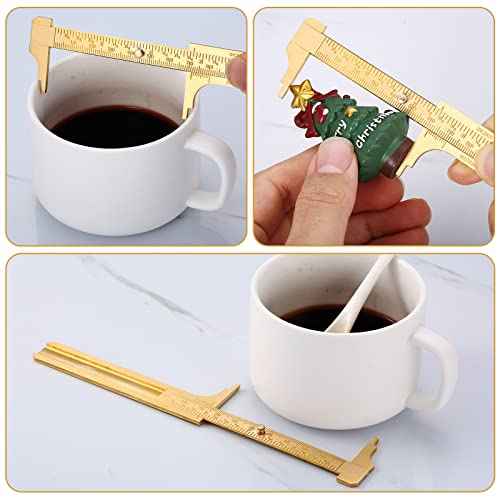Konohan 2 Pcs Brass Vernier Caliper Pocket Handy Caliper Measuring Mini Tool Double Scale Sliding Gauge Metal Pocket Ruler for Bead Wire Jewels Rings Measurement