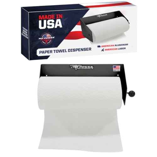 Pit Posse 573BK Paper Towel Holder Dispenser Aluminum Enclosed Trailer Shop Garage Storage Organizer-Made in USA- 5 Year Warranty-Powder Coated Black-5th Wheel, Toy Hauler, Snowmobile