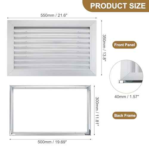PATIKIL Door Air Vent Cover, 20 x 12 Inch, Aluminum Grille Ventilation Cover, Louvered Door Vent Grille, for Cabinet Wardrobe Door, Silver Tone