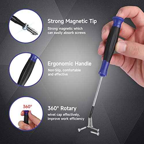WORKPRO 12 in 1 Torx Screwdriver Set with T3 T4 T5 T6 T8 T10 Security Torx Bit & Tweezers, Precision Magnetic Screwdrivers, Pry Bars, Spudger for Eyeglass, Watch, Computer, Laptop, Phone, with Pouch
