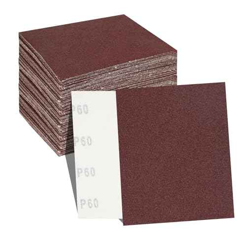 1/4 Sheet Sandpaper 5.5" x 4.5" Hook and Loop Sandpaper 60 Grit Sandpaper for Palm Sander 30 PCS Aluminum Oxide Sanding Sheets Hand Sanding Blocks for Metal, Woodworking and Polishing (60 grit)