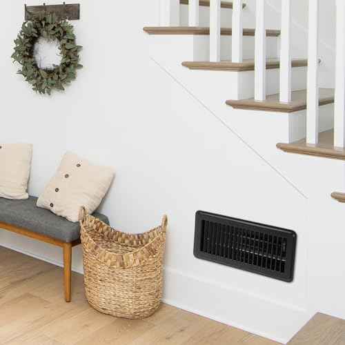 12 Pcs Black Floor Vents 4x10 Heavy Duty Metal Floor Vent Covers Vent Covers for Home Floor with Adjustment Damper Rust Proof Finish for Home Office Wall Floor Registers Grilles and Vents