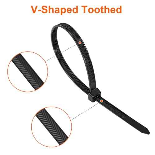Zip Ties Heavy Duty 12 inch£¬V-Shaped Toothed Double Sided With 200 LBS Tensile Strength Cable Ties £¬Extra Large Wire Ties Adjustable Nylon Tie Wraps for Indoor Outdoor Patented Design£¨400 Pack Black£©