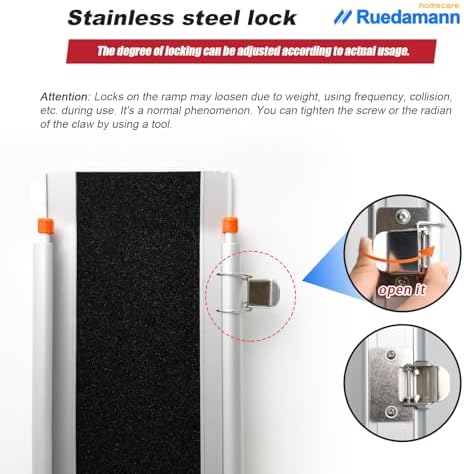 Ruedamann Portable Wheelchair Ramp, 7FT Adjustable Aluminum Ramp for Home, 600lbs Capacity,Telescoping Non-Skid Surface Wheel Chair Ramp for Home, Stairs, Steps