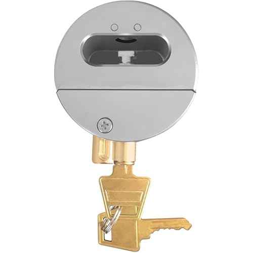 RESET-903 Heavy Duty Hidden Shackle Padlock, Keyed Different, Chain, Trailer, Van, Truck Door Lock, Hockey Puck, Solid Steel, Sliver