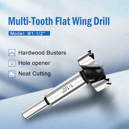 1-1/2 Inch Forstner Drill Bits, Made of Carbon Steel Forstner Bit for Wood,Wood Drilling Hole Saw, Woodworking Hinge Cutter Tool for Wood Plywood Plastic with Storage Case