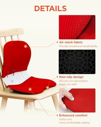 curble Wider Cover, for Wider Chair, Ergonomic Chair Back Support and Lumbar Support (Cover Red)