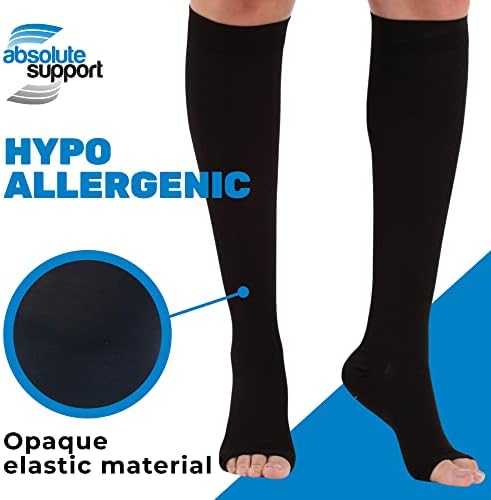 ABSOLUTE SUPPORT Medical Compression Socks for Women & Men 30-40mmHg, Open Toe, Made in USA A311