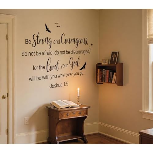 Joshua 1:9 Christian Scripture Wall Decals,Be Strong and Courageous Bible Verse Religious Inspirational Quotes Bird Decor Vinyl Removable Wall Stickers for Kid¡¯s Room Home School Church