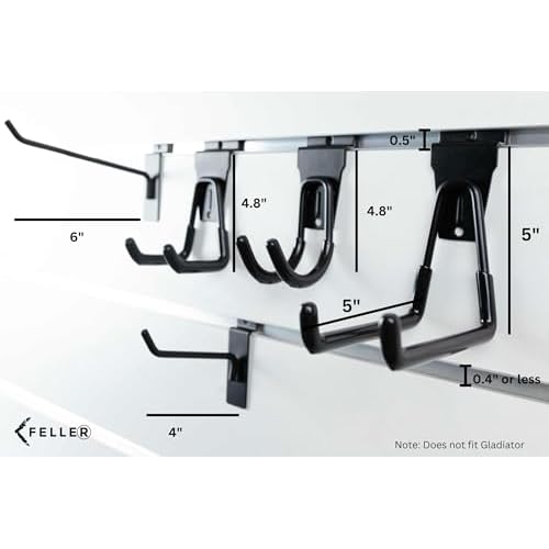 FELLER Slatwall Hooks Heavy Duty - Premium 20 Pack for Proslat & Slatwall Accessories - Durable Double & Single Slat Wall Hooks with 4X Toughness and Rubber Grip