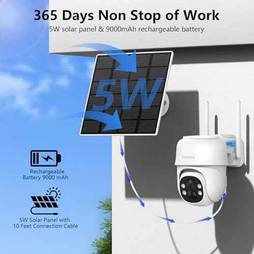 Cinnado 4G LTE Cellular Security Camera-No WiFi Outdoor Camera Wireless with 5W Solar Panel, 2K 360¡Æ Color Night Vision, PIR Motion, TF Card Storage, Works with Alexa, SIM Card Included, B6 4G 1P