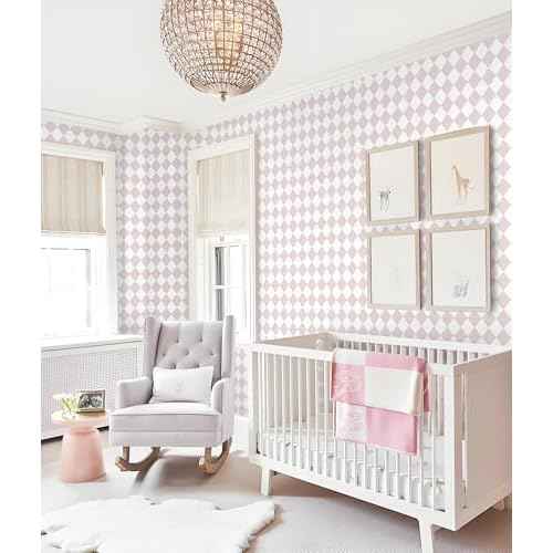 Safiyya Pink Wallpaper Geometric Checkered Peel and Stick Wallpaper Self Adhesive Removable Contact Paper Pink Check Wall Paper for Bedroom Nursery Room Cabinet 78.7"x 17.3"