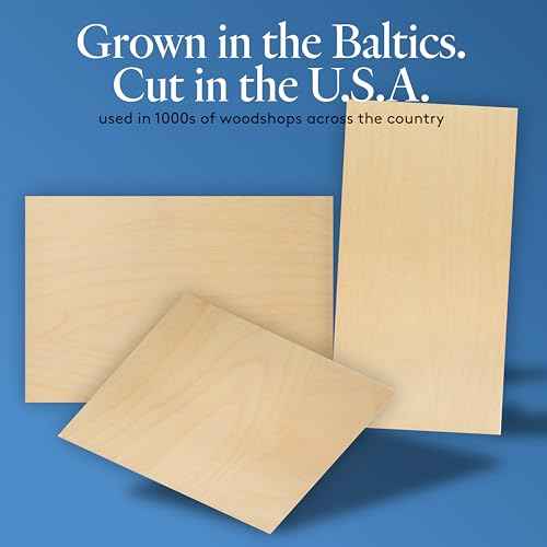 6 mm Baltic Birch Plywood 1/4 x 12 x 12 Inch, Box of 24 B/BB Grade Craft Wood, Stronger Than Basswood Sheets, for Laser, CNC Cutting and Wood Burning, by Woodpeckers