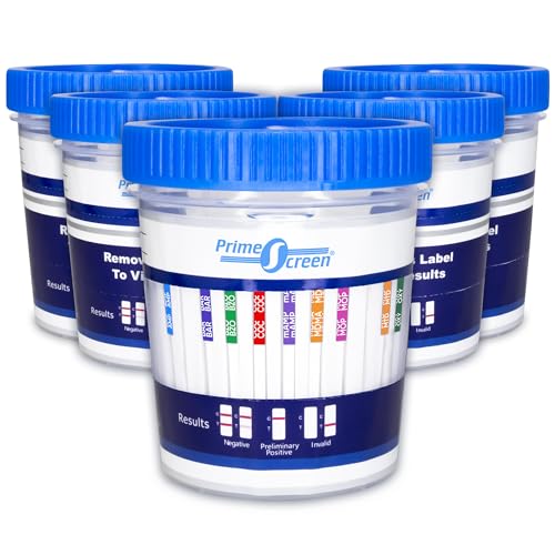 Prime Screen 12 Panel Drug Test Kit - Instant Urine Testing Marijuana(THC),AMP,BAR,BZO,COC,mAMP,MDMA,MOP/OPI 300 Cut-Off Level,MTD,OXY,PCP,TCA -TDOA-7125 [5 Pack]
