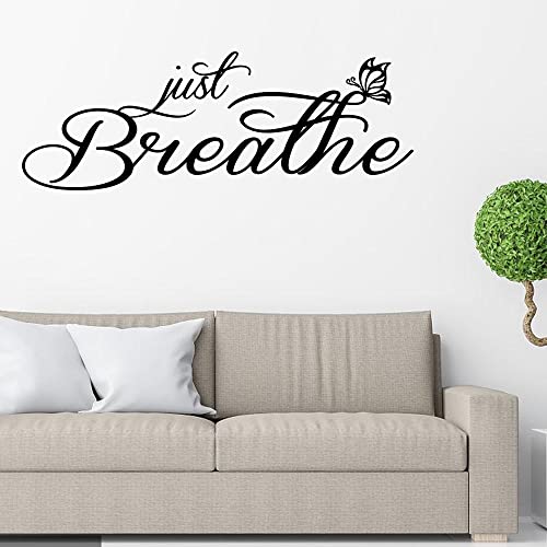 Just Breathe Inspirational Quotes Vinyl Wall Decal Positive Art Letters Sayings Living Room D?cor