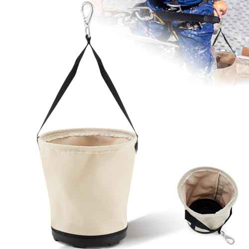 Heavy Duty Tool Canvas Bucket 12 x 12 x 9 Inches Tapered Wall Bucket Bag, Thickened 14 Ounce Canvas Material, Plastic Bottom High Weight Load, Load Capacity up to 100 Lbs