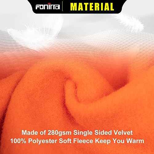 FONIRRA Hi Vis Safety Fleece Zip Hoodie for Men Reflective Sweatshirts ANSI Class 3 Jackets Detachable Hood (Orange,3XL)