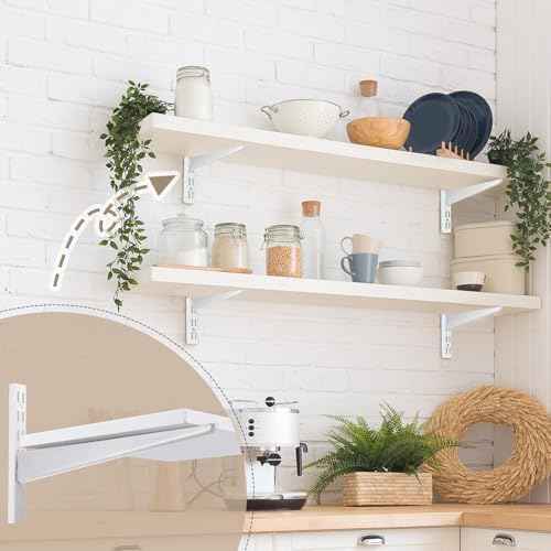 20 Pcs Adjustable Shelf Brackets for Double Track System Closet Organization Heavy Duty Wire Shelf Brackets(White,11.5 Inch)