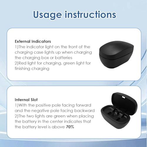Rechargeable 13 Hearing Aid Batteries and 13 Battery Charger Hearing Aid Charger Travel Case for 13 Hearing Aid Amplifiers Battery Charger with 6 Pack Size 13 Rechargeable Batteries