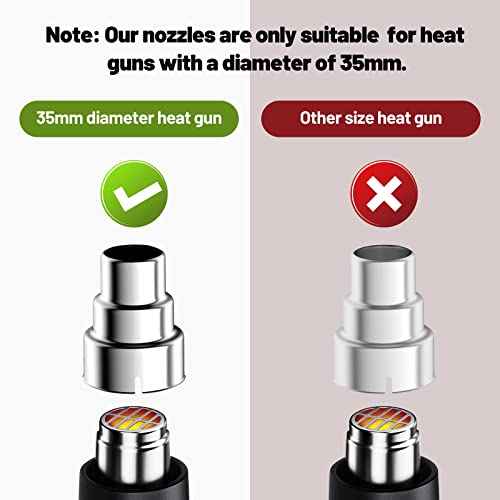 Heat Gun Nozzles Kit, SEEKONE Hot Air Gun Attachments 7 Pieces Stainless Steel Accessories Air Outlet Diameter 35mm / 1.377inch