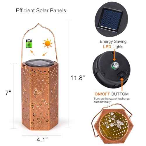 2 Pack Hummingbird Solar Lanterns Outdoor Waterproof - Birthday Gifts for Women, Men, Mom, Solar Lights Outdoor Hanging Garden Decor for Outside, Patio, Outdoor, Yard, Lawn, Balcony