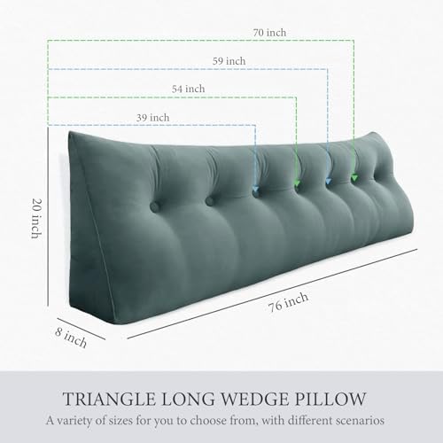 14 lbs Thickened Wedge Pillow Headboard Body Positioner Backrest Support Triangular Headboard Pillow for Sleeping with Side Pocket Velvet King