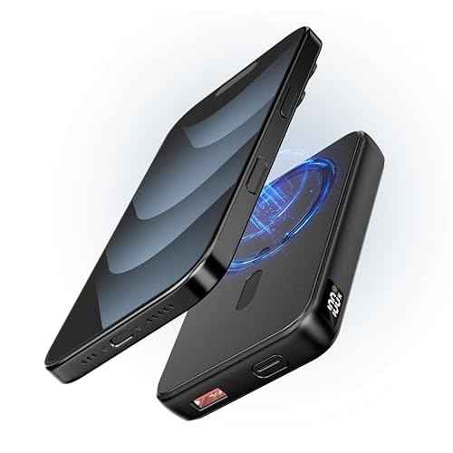 for Magsafe Power Bank, 12000mAh Wireless Magnetic Portable Charger with Stand and PD 20W USB C Fast Charging, for Magsafe Battery Pack Compatible with iPhone 16/15/14/13/12 Pro/Pro Max Series