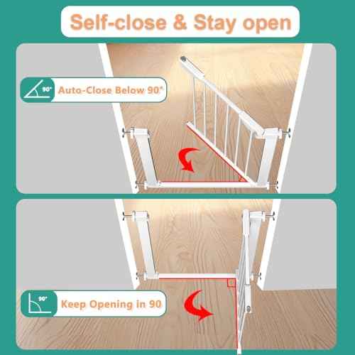 Fairy Baby 25.6-28.3 Inch Narrow Easy Install Baby Gate, Metal Safety Child Gate for Doorways, No Drilling Pressure Mounted Pet Gate for Small Stairs, No Extensions, White