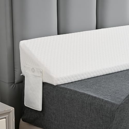 King Bed Wedge Pillow for Headboard Bed Gap Filler White Long Triangle Corner Nora Pillows,Dense Foam,Avoid Things Drops,Between King Size Frames and Mattress,Raise Pillow for Sleeping Home Bedding