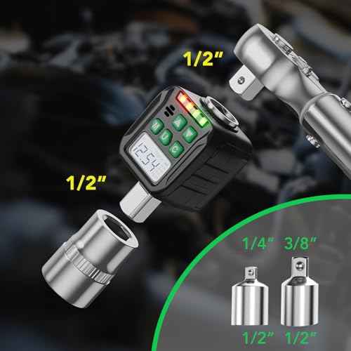 Digital Torque Wrench Adapter Set 1/2" Drive,Electric Wrenches,Snap on Digital Inch Pound Torque Wrench,1/4",3/8" Torque Adapter for Car,Motorcycle & Automotive (12.54-250.8 ft-lb/17-340 Nm)