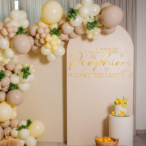 Pumpkin Baby Shower Decorations - A Little Pumpkin is on The Way Sign Decal, Wall Stickers for Balloon Arch Backdrop Decor, Fall Gender Reveal Party Decorations