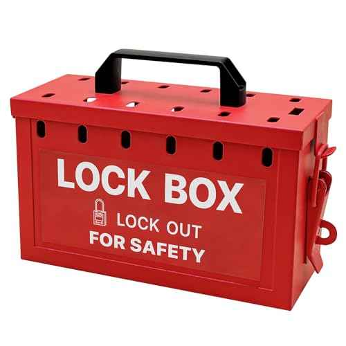 Lockout Tagout Group Lock Box,Portable Red Loto Group Box with 12 Locking Holes,Big Premium Lock Box for OSHA Compliant Group Loto Procedures,8001