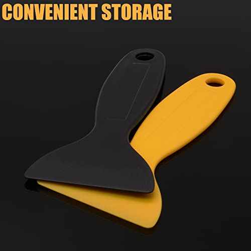 12pcs Plastic Spatula Scraper, Plastic Putty Scraper Air Bubble Remover, Paint Spatula Scraper Cleaner, Resin Print Scraper Sticker Installation Tool for Decal, Grout Removal (Black, Yellow)