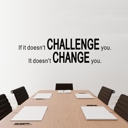 Motivational Quotes Wall Stickers for Gym: Office Inspirational Positive Vinyl Art Wall Decals for Classroom School Bedroom Living Room - If it Doesn't Challenge You 25" X 7"
