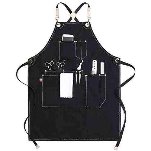Jeanerlor Work Apron Durable Tool Aprons for Women and Men Cross-Back Straps