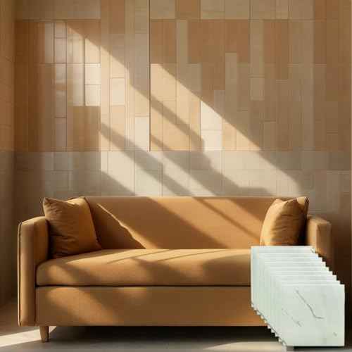 3D Peel and Stick Wall Panels - Waterproof Self-Adhesive Simulation Tile Wallpaper, 10PCS 30cm x 30cm, Realistic Textured Wall Decor for Bedroom, Living Room, Bathroom & Kitchen (Oriental White)