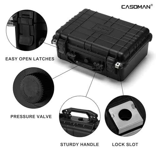 CASOMAN Water-proof Box, with Cush- Proof Sponge, IP67 Water Proof Grade, Large Waterproof Hard Case with Customizable Foam, Perfectly Protection of Camera, Drones, Lens,Equipments, 16"x13.2"x7"