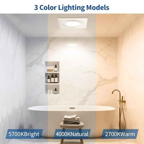 Bathroom Vent Fan with Light, Bathroom Exhaust Fan with LED Light Adjustable, Quiet 1.0 Sones Three Color Temperatures 2700k/4000k/5700k, 110 CFM,Ceiling Mount Ventilation for Home/Bath/Office