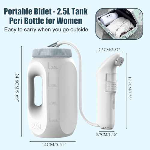 Electric Portable Bidet for Travel,Large Handheld Bidet Sprayer with 2.5L Peri Bottle,High Pressure Rechargeable,Portable Toilet Butt Washer for Women,Men,Elder,70-Minute Usage