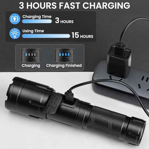 Rechargeable Flashlight 99000 High Lumens, Super Bright LED Flashlight with 7 Modes, Waterproof Powerful Flash Light for Camping, Home, Emerge¡ûcies (Black)
