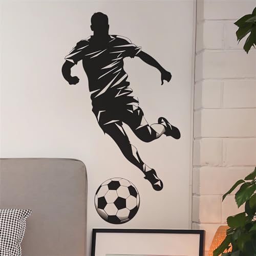 Soccer Player Sport Wall Stickers, sacinora Sport Silhouette Wall Decals Removable Vinyl Peel and Stick for Kids Teens Boys Bedroom Nursery Playroom Home Decorations